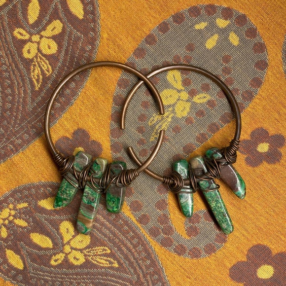Handmade Jewelry - Emerald Green Piryte Hoop ear weights